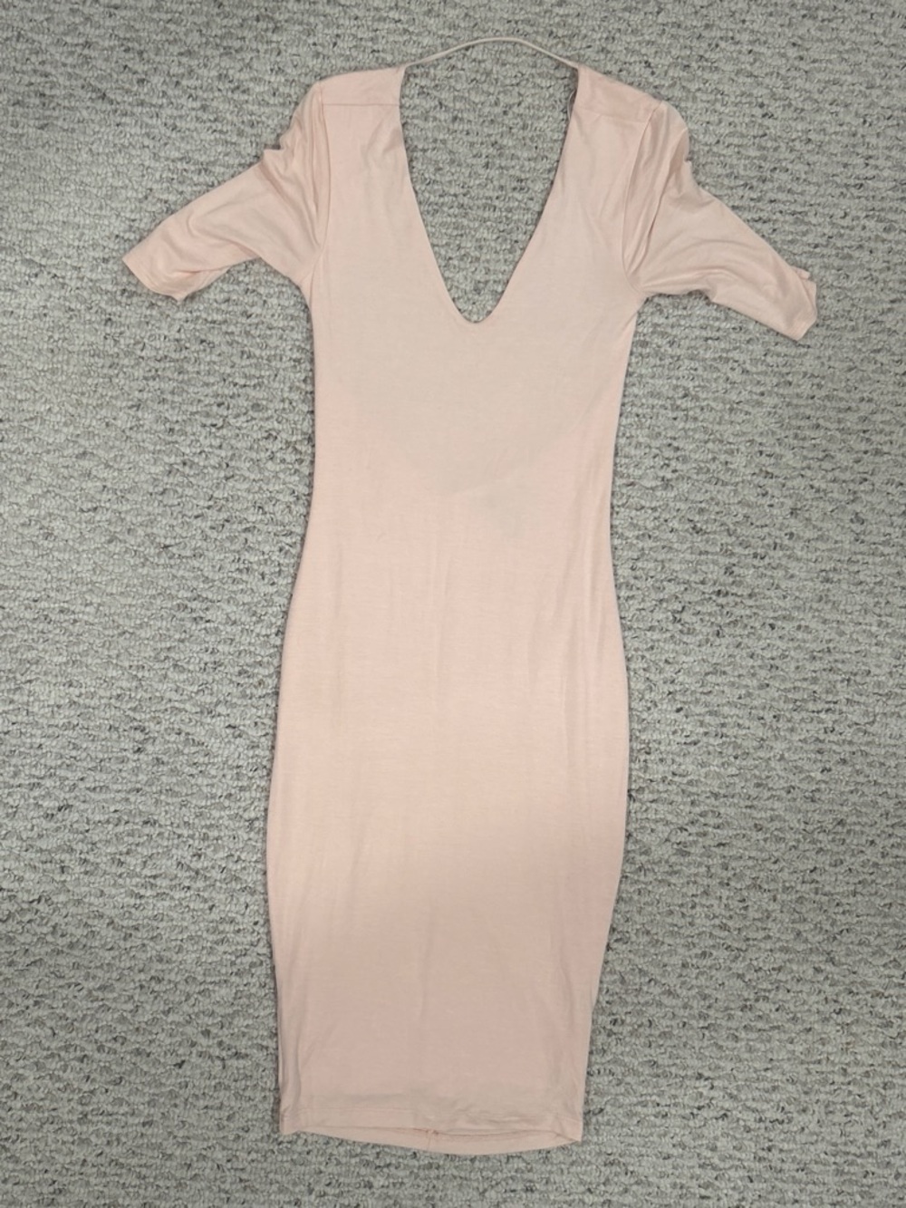 Forever 21 Pale Pink V-Neck Midi Bodycon Dress